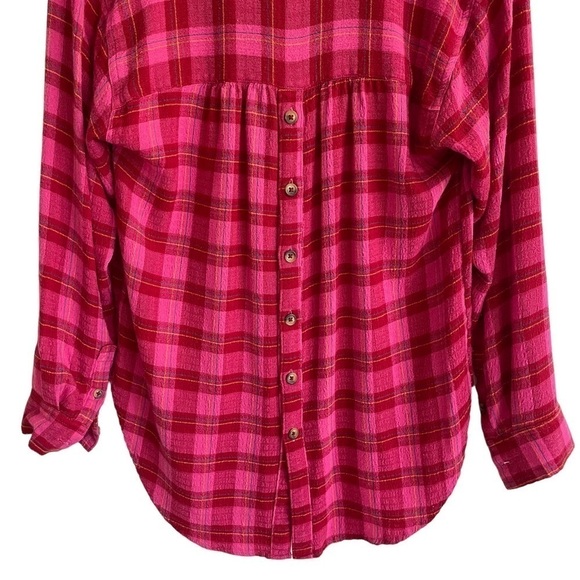 Anthropologie Isadora Pink Plaid Flannel Top, Size XS - Picture 7 of 10